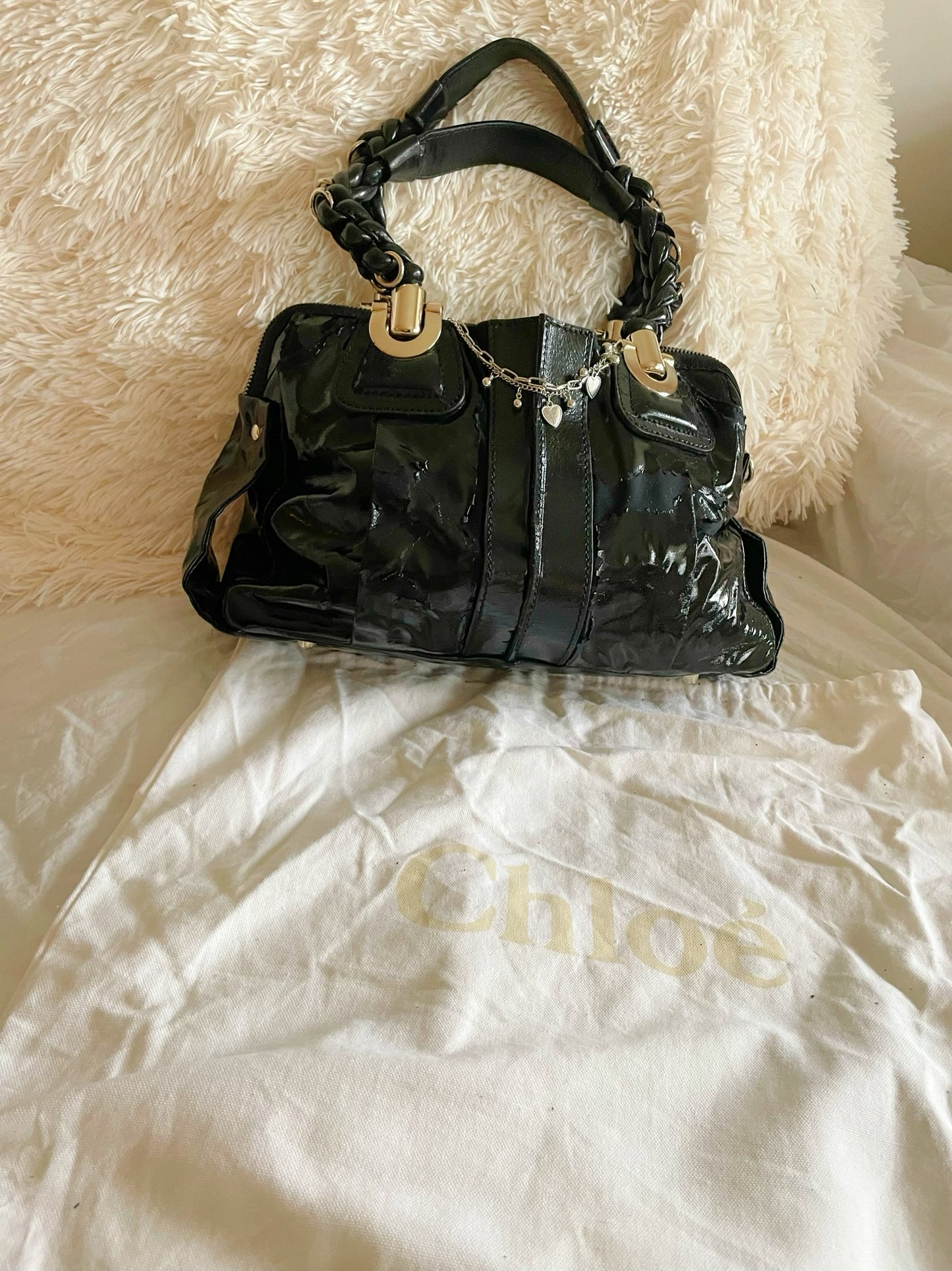 Chloé Patent Leather Satchel Bag – Black