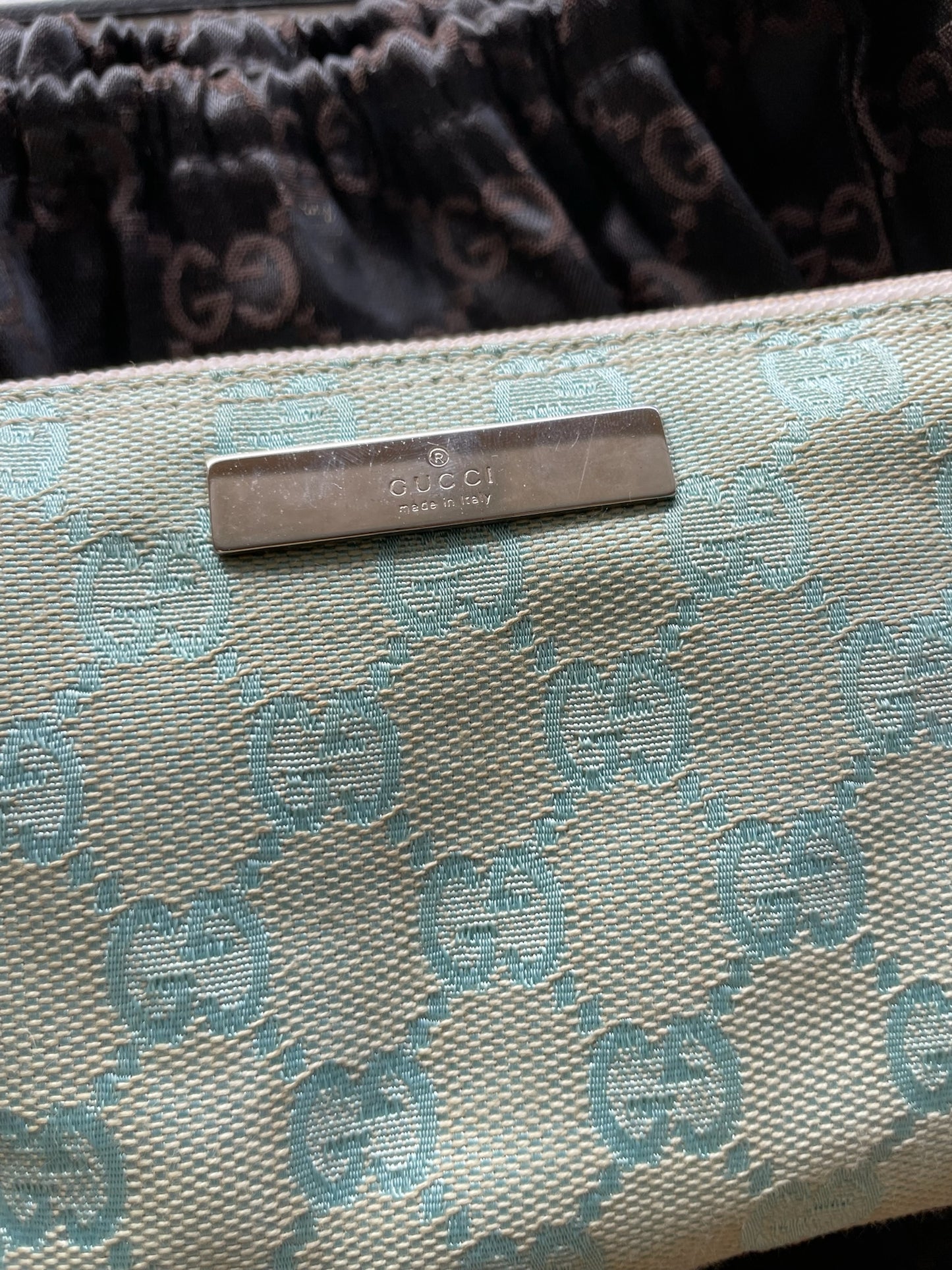 Gucci Jackie Mini Baguette Bag – GG Canvas, Aqua Blue