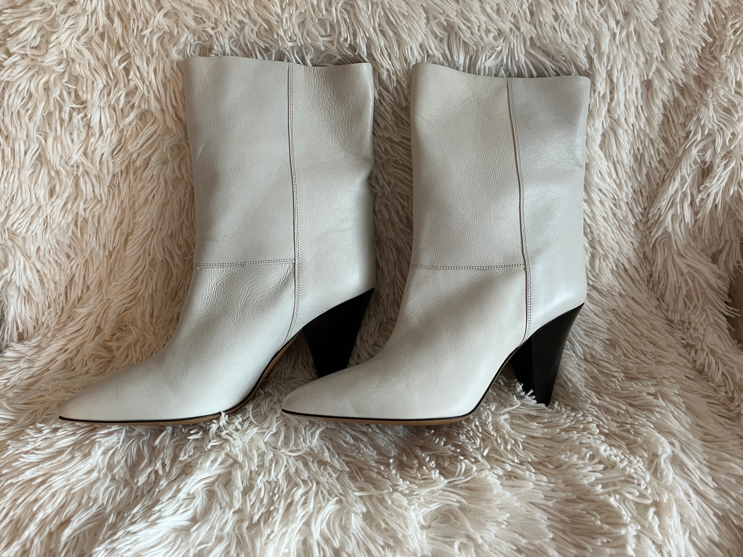 Isabel Marant Dewina Mid-Calf Boots – White Leather, Size 39