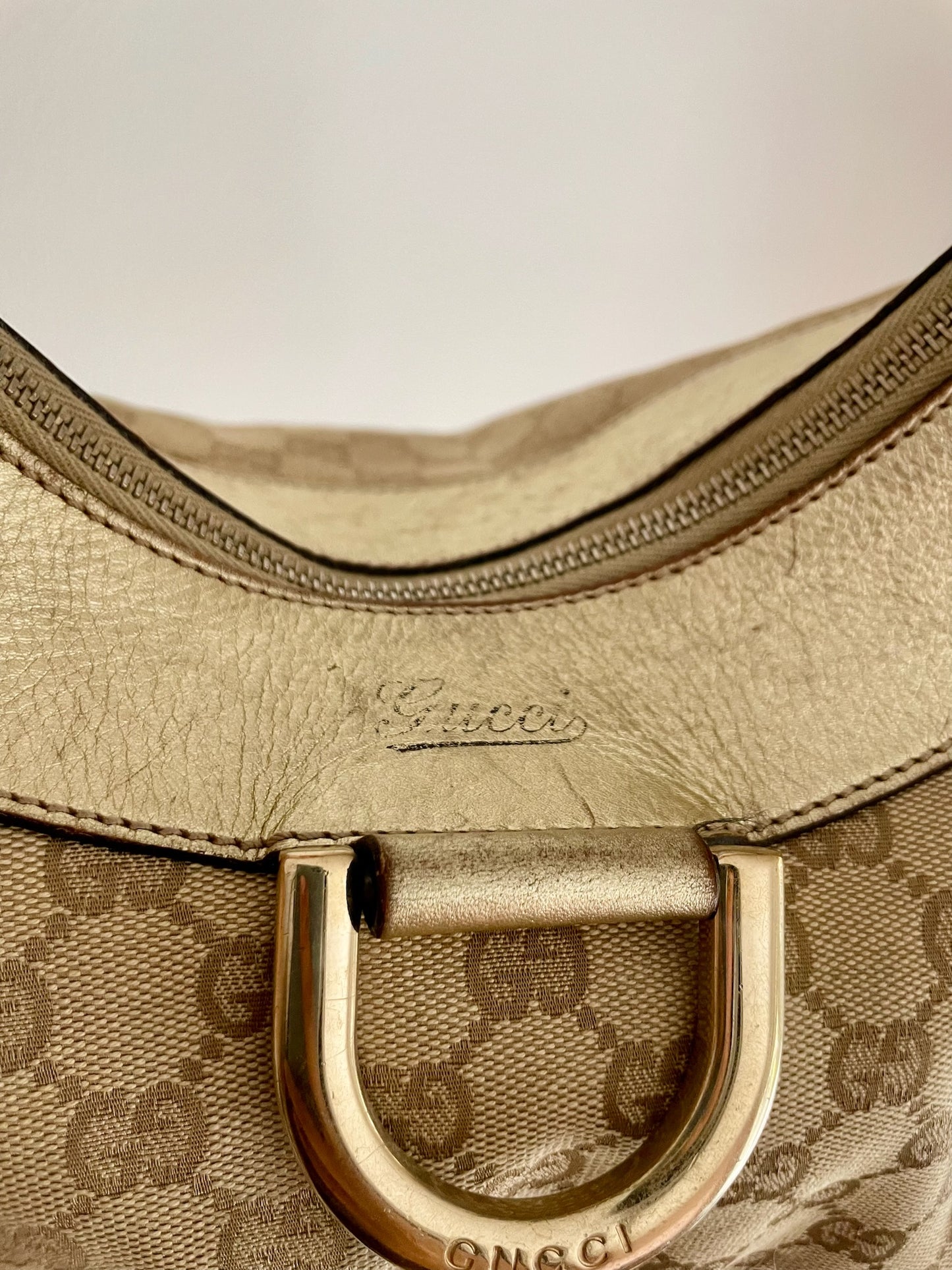 Gucci GG Canvas Hobo Bag – Gold Trim