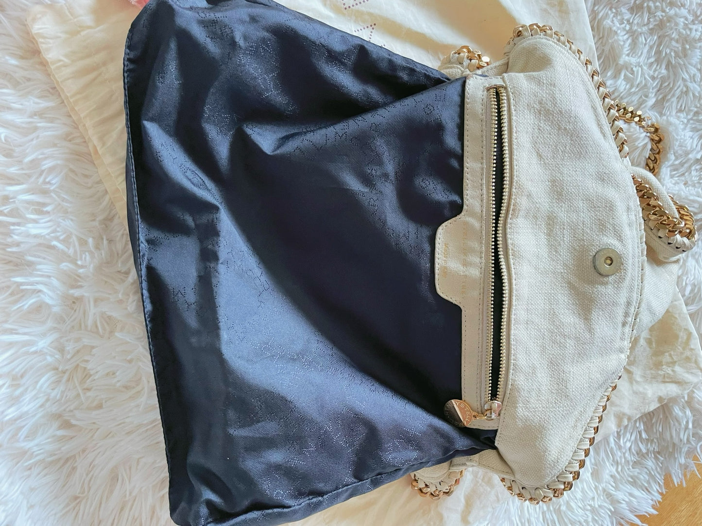 Stella McCartney Falabella Fold Over Tote – Canvas Gold Chain