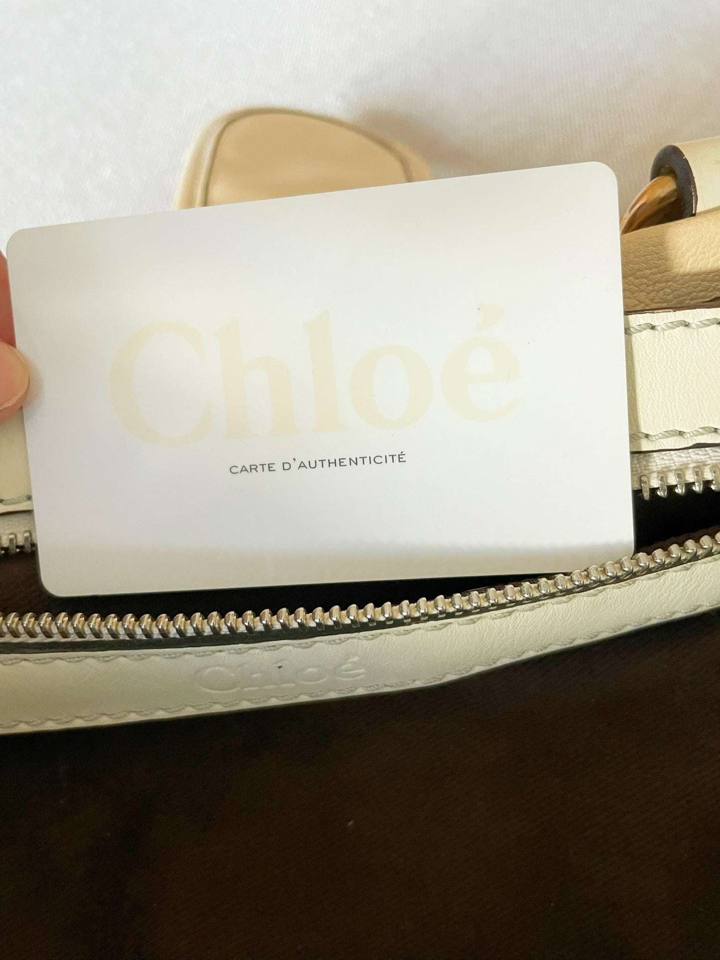 Chloé Silverado Tote Bag – White Leather, Horse Charm