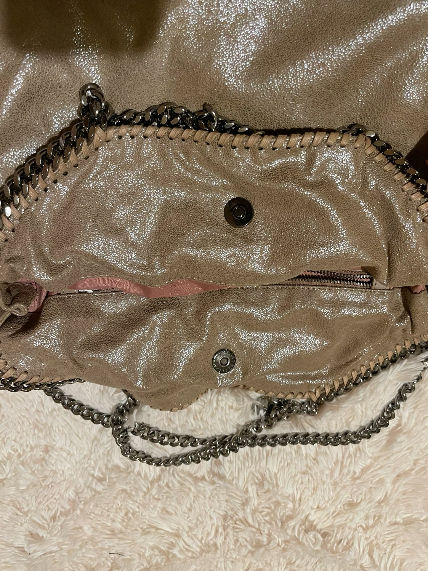 Stella McCartney Falabella Fold-Over Tote Bag – Shimmer Taupe