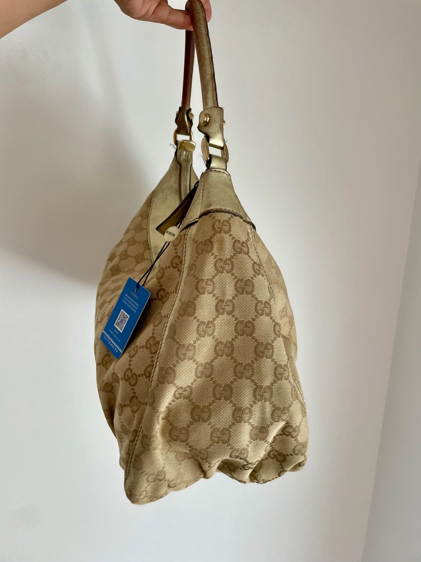 Gucci GG Canvas Hobo Bag – Gold Trim