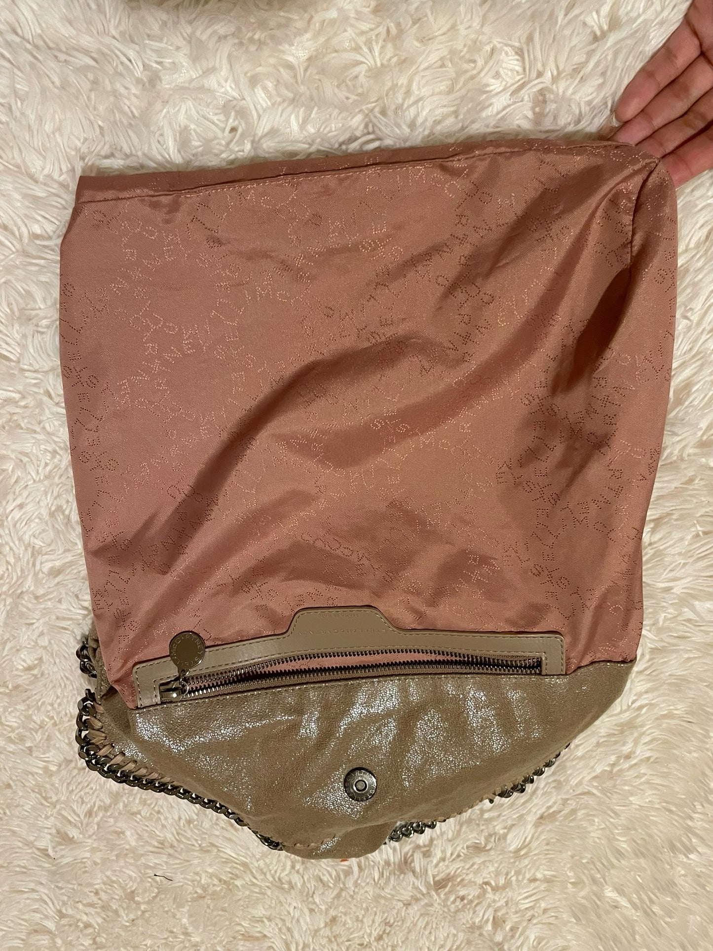 Stella McCartney Falabella Fold-Over Tote Bag – Shimmer Taupe