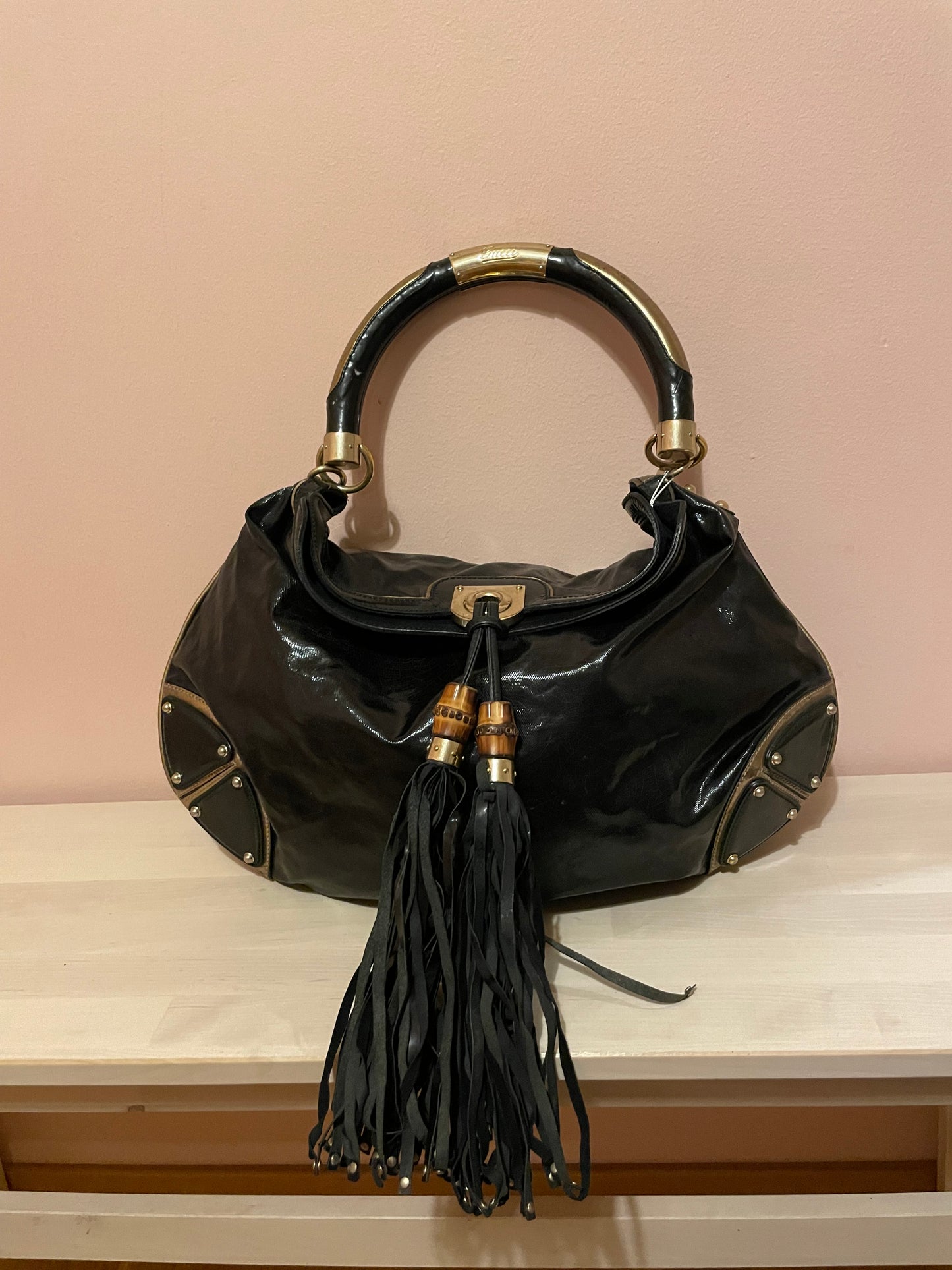 Gucci Indy Patent Ombre Leather Hobo Bag