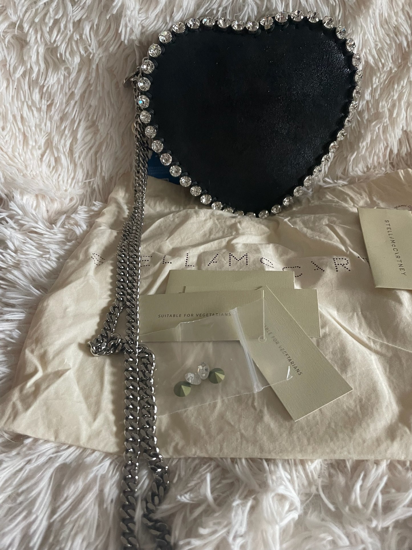 Stella McCartney Heart Crystal Chain Bag – Black