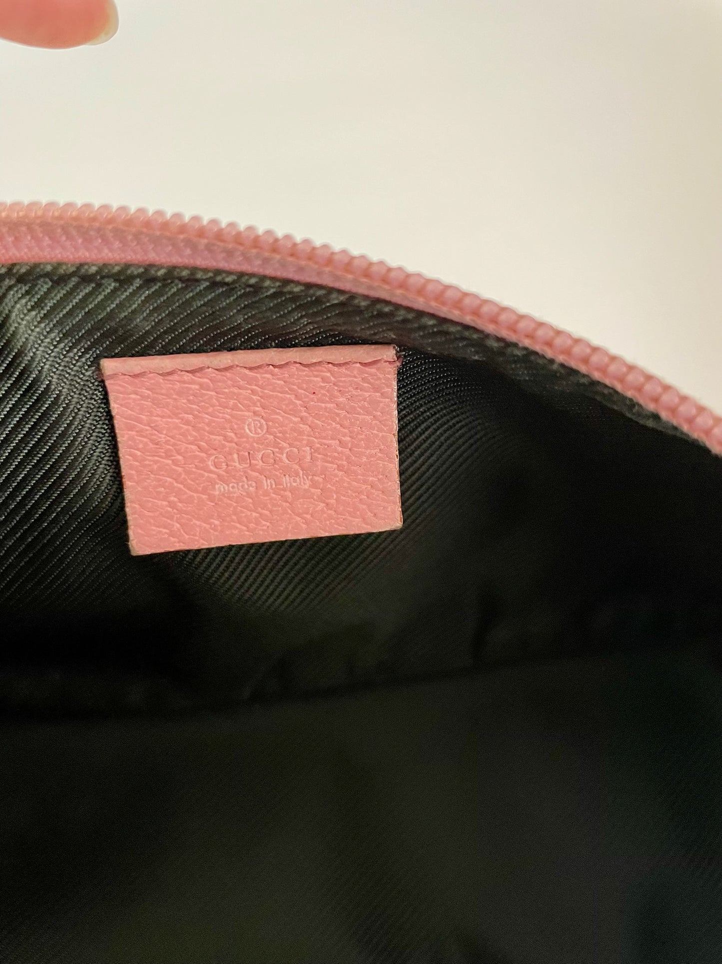 Gucci GG Canvas Shoulder Bag with Pink Leather Trim
