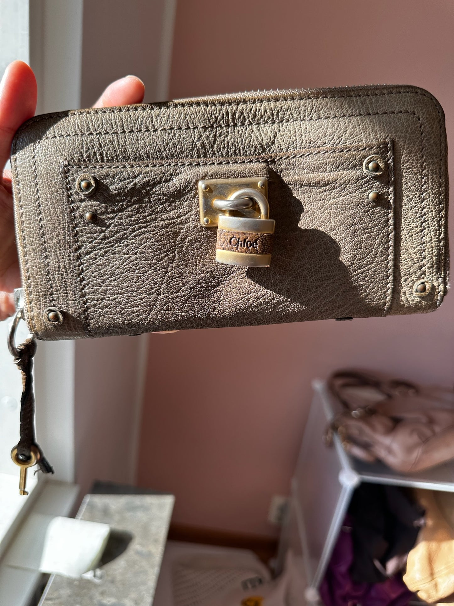 Chloé Paddington Wallet with Padlock – Brown Leather