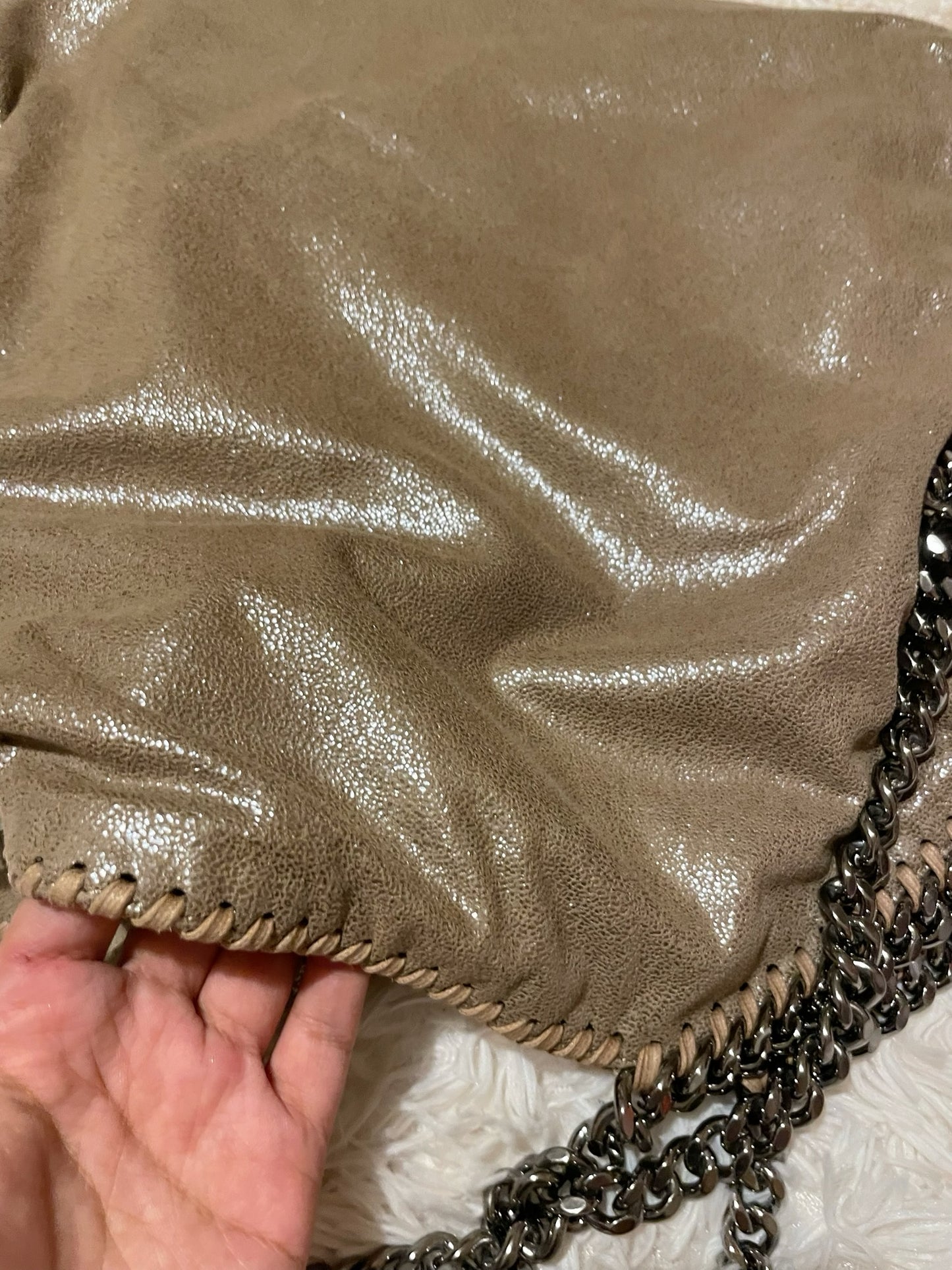 Stella McCartney Falabella Fold-Over Tote Bag – Shimmer Taupe