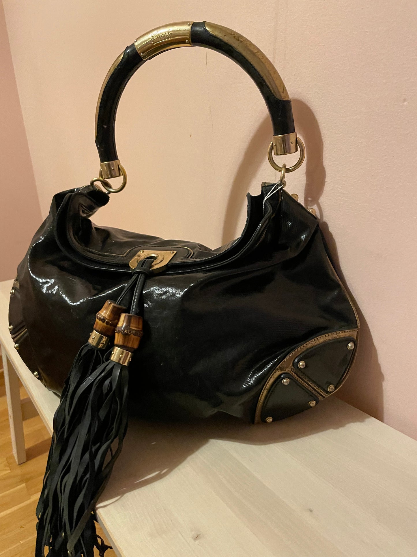 Gucci Indy Patent Ombre Leather Hobo Bag