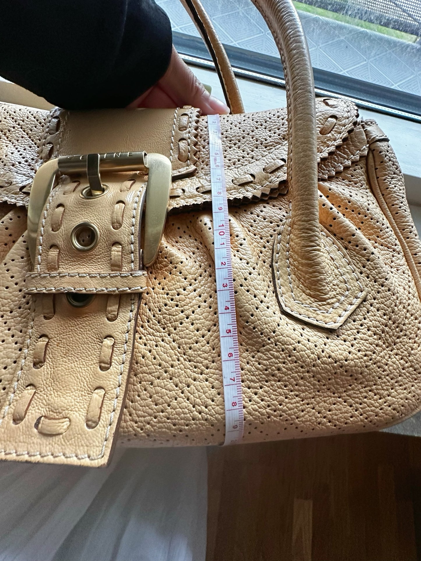 Céline Vintage Boogie Bag Perforated Leather with Buckle – Beige