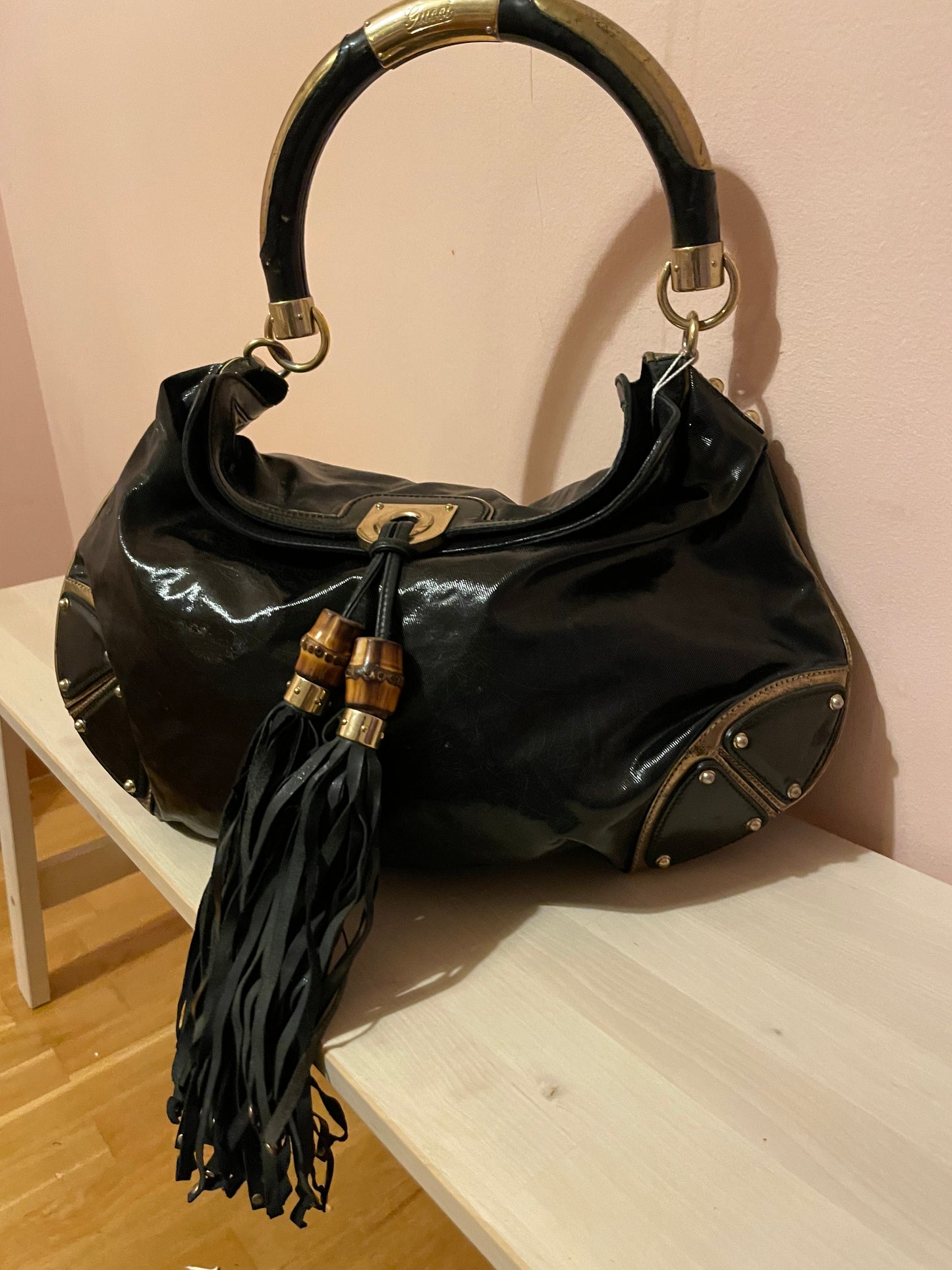 Gucci Indy Patent Ombre Leather Hobo Bag
