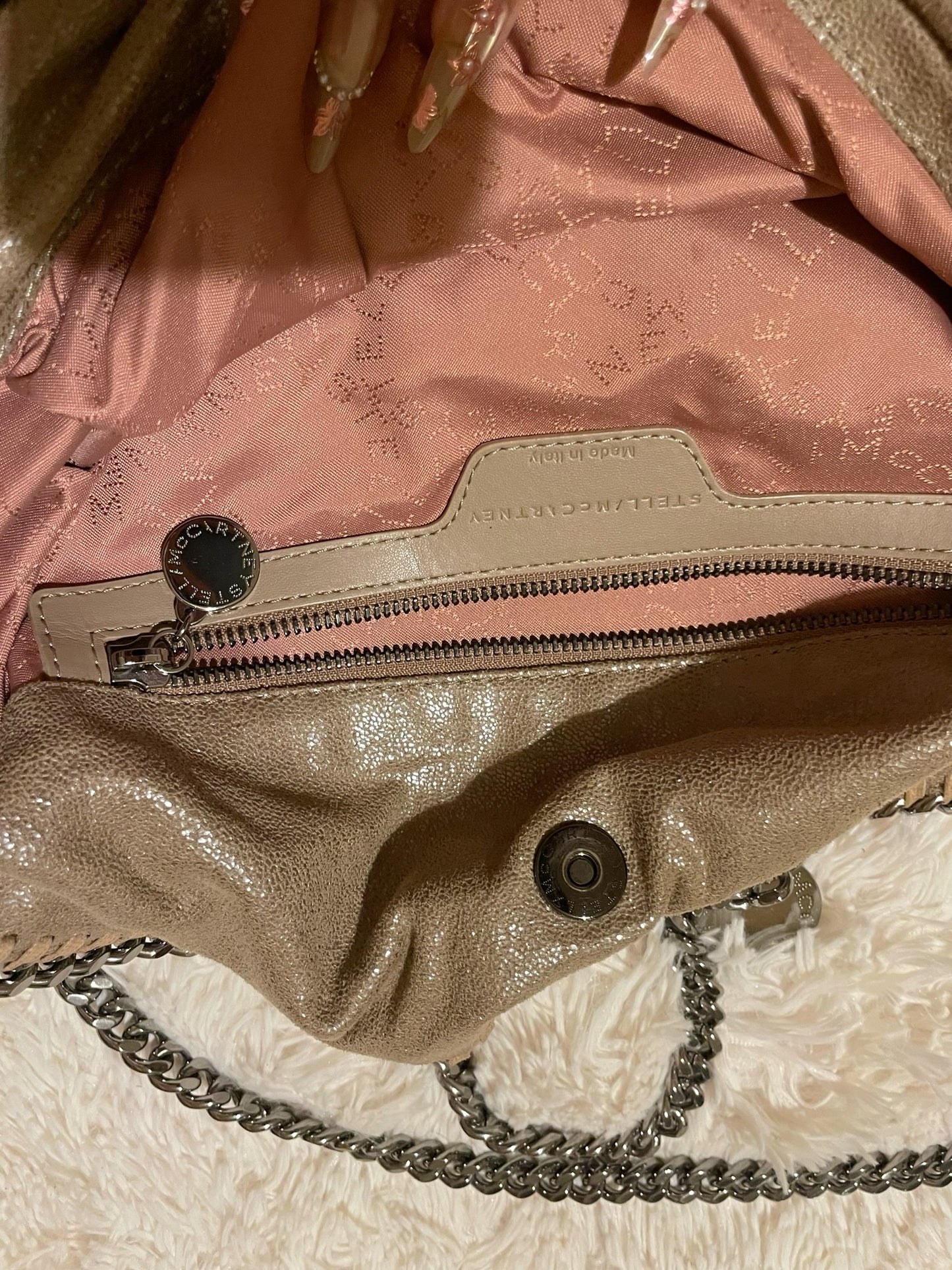 Stella McCartney Falabella Fold-Over Tote Bag – Shimmer Taupe