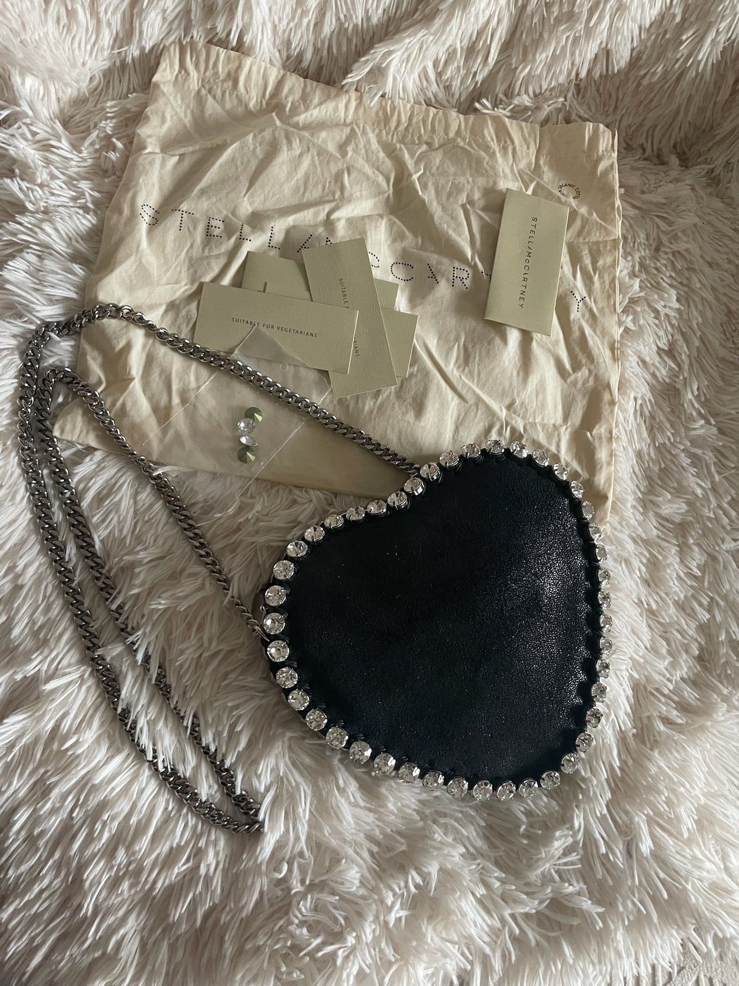 Stella McCartney Heart Crystal Chain Bag – Black