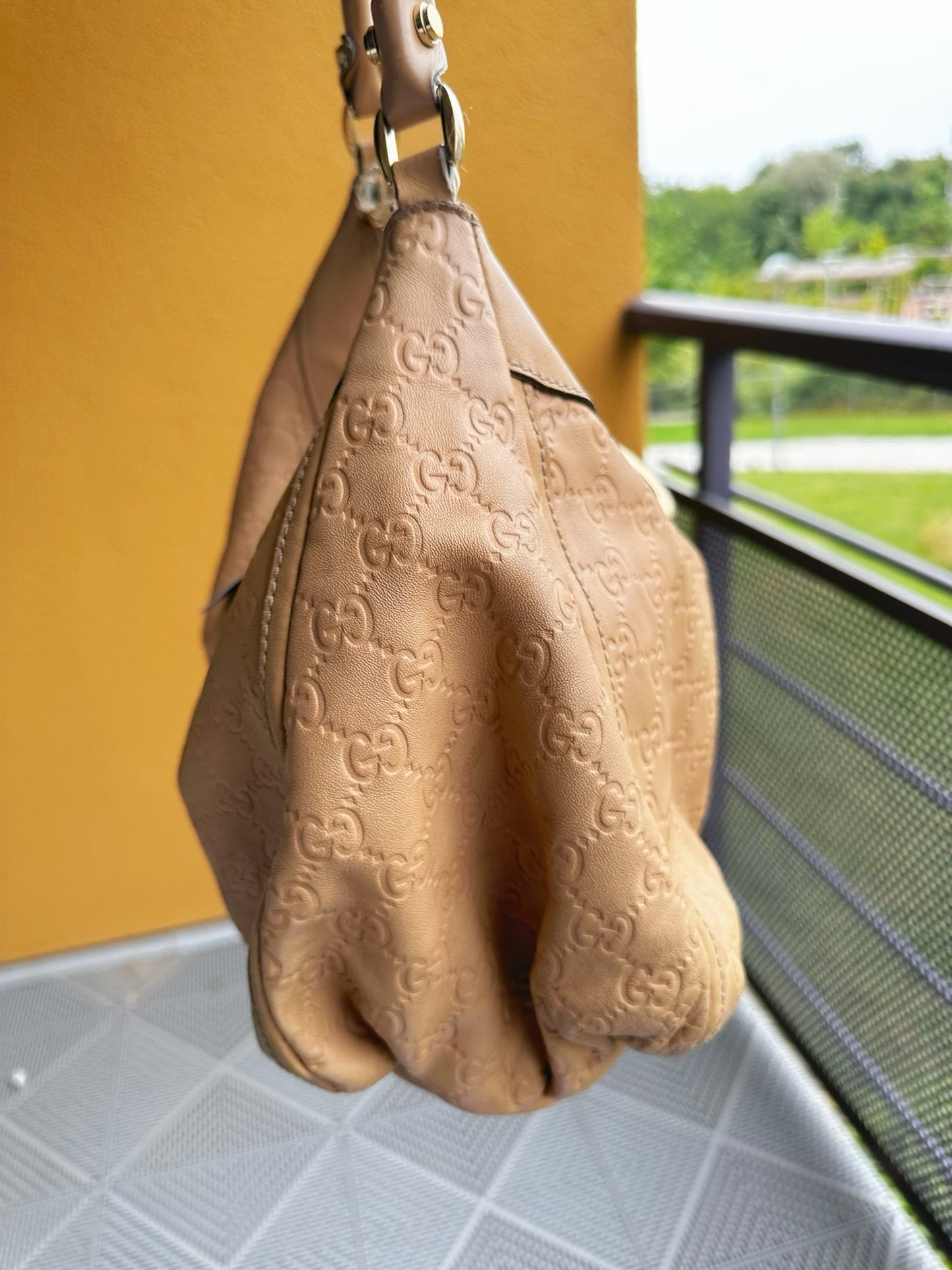 Gucci Jackie O GG Embossed Leather Hobo Bag – Beige