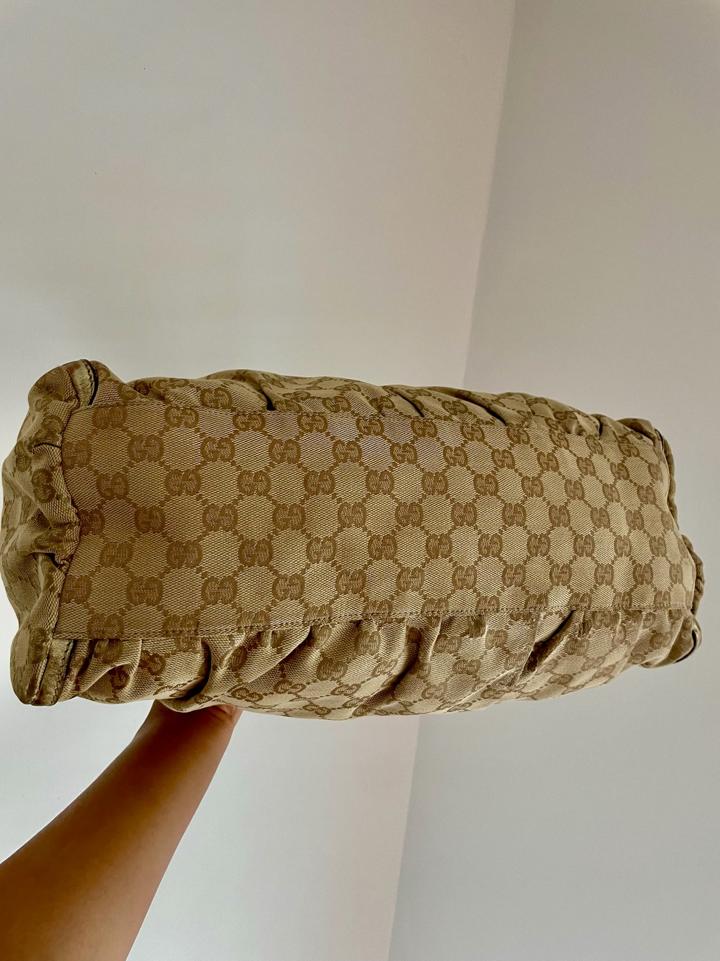 Gucci GG Canvas Hobo Bag – Gold Trim