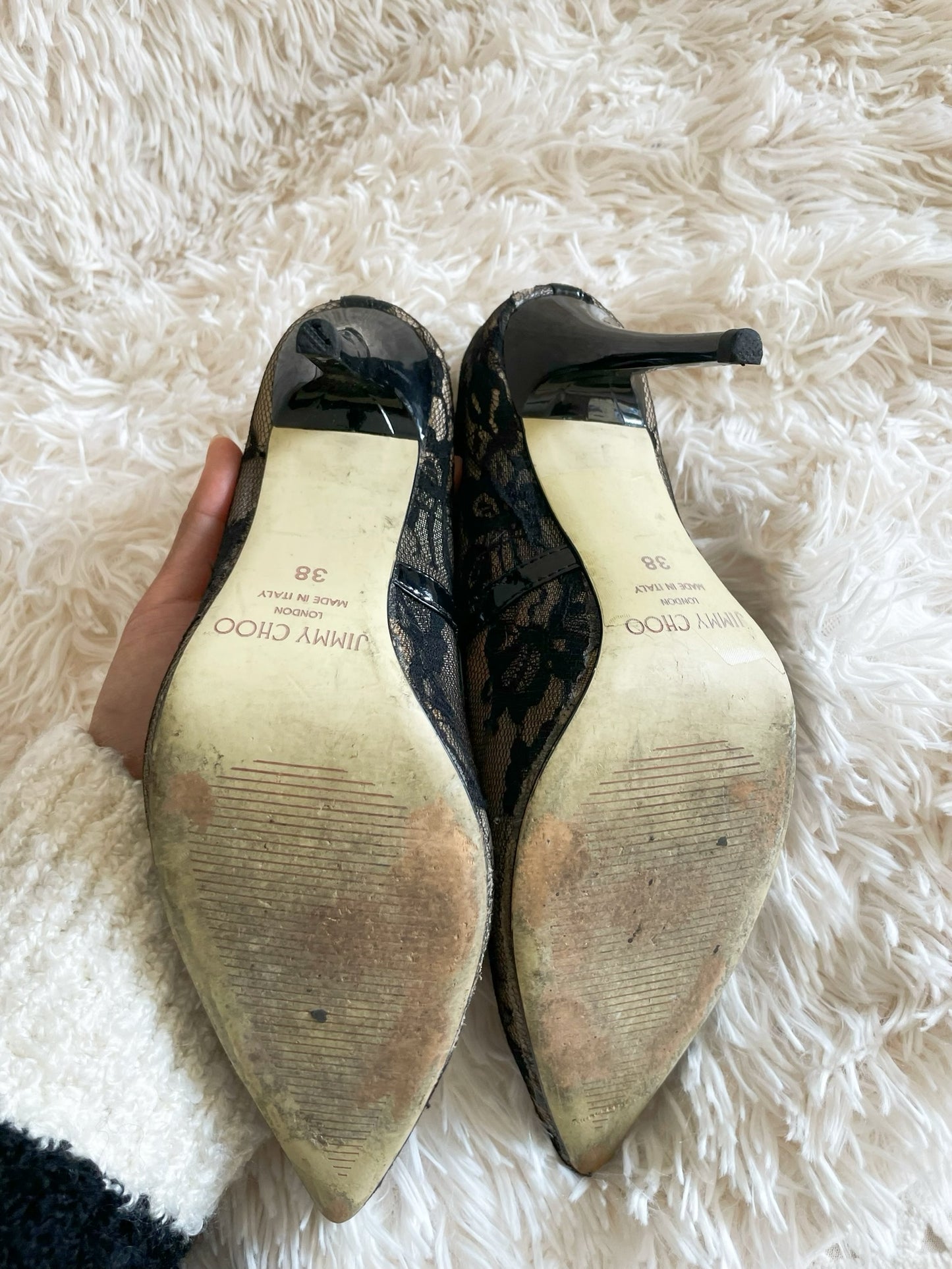 Jimmy Choo Anouk Pumps – Black Lace Overlay