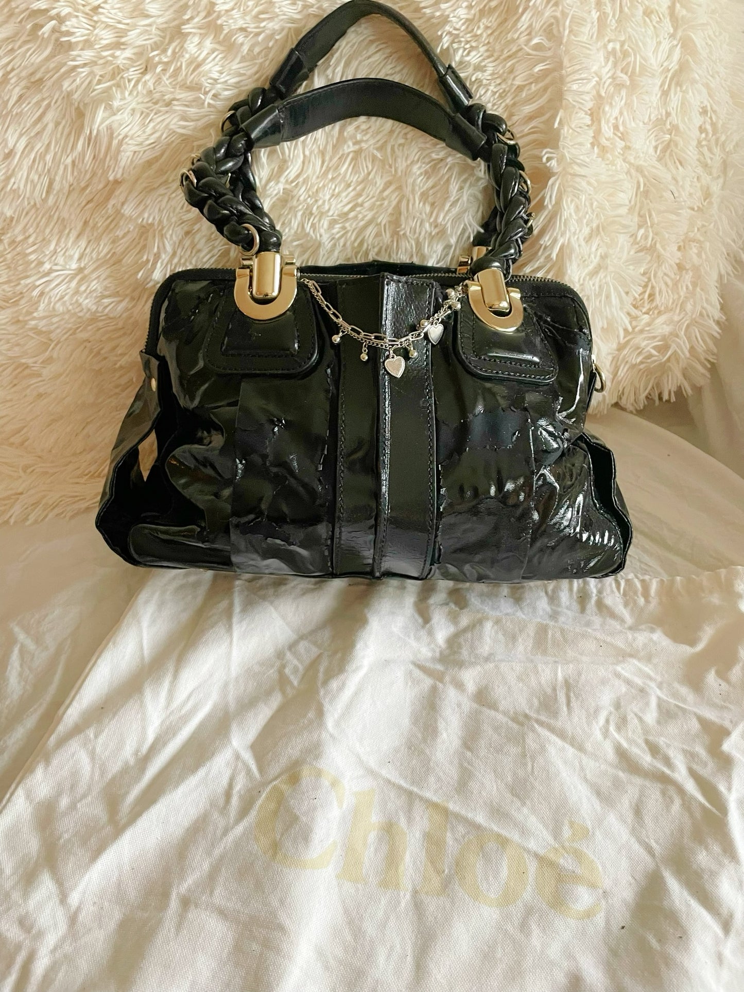Chloé Patent Leather Satchel Bag – Black