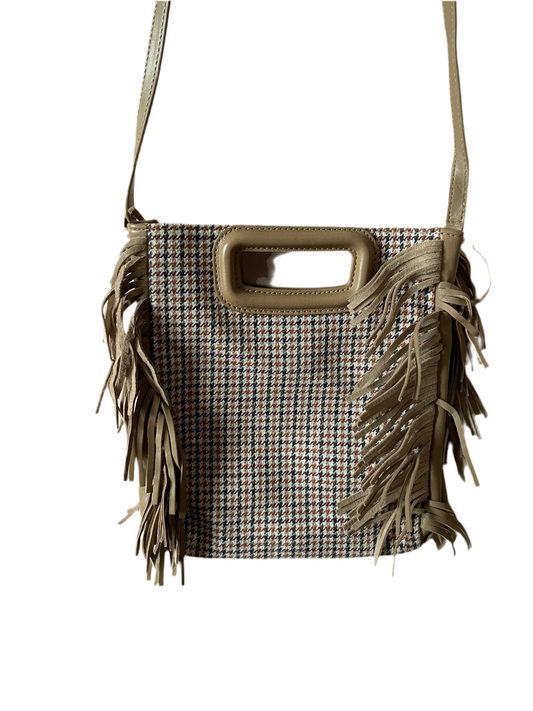 Maje Fringed Houndstooth Crossbody Bag (Small)