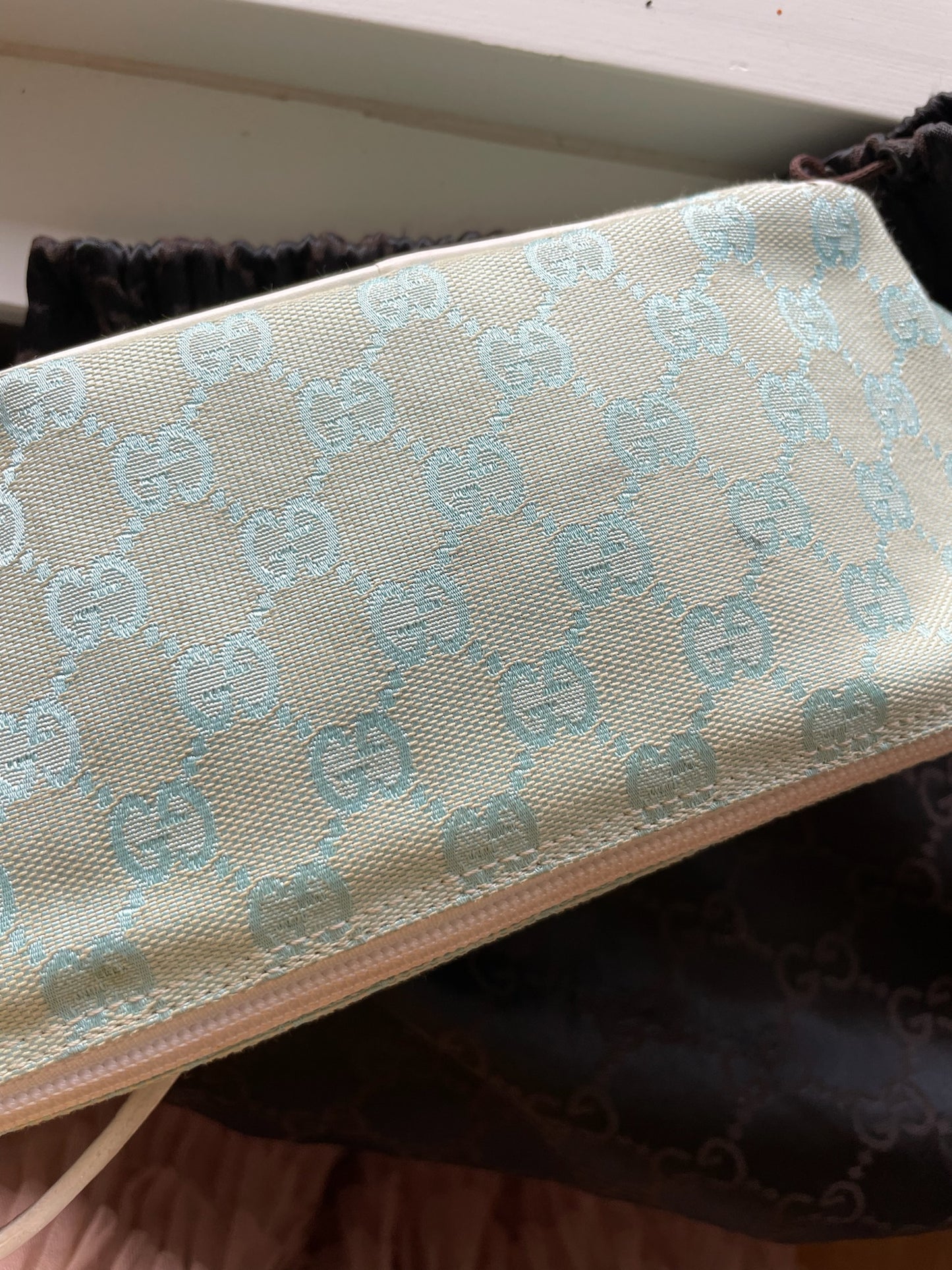 Gucci Jackie Mini Baguette Bag – GG Canvas, Aqua Blue