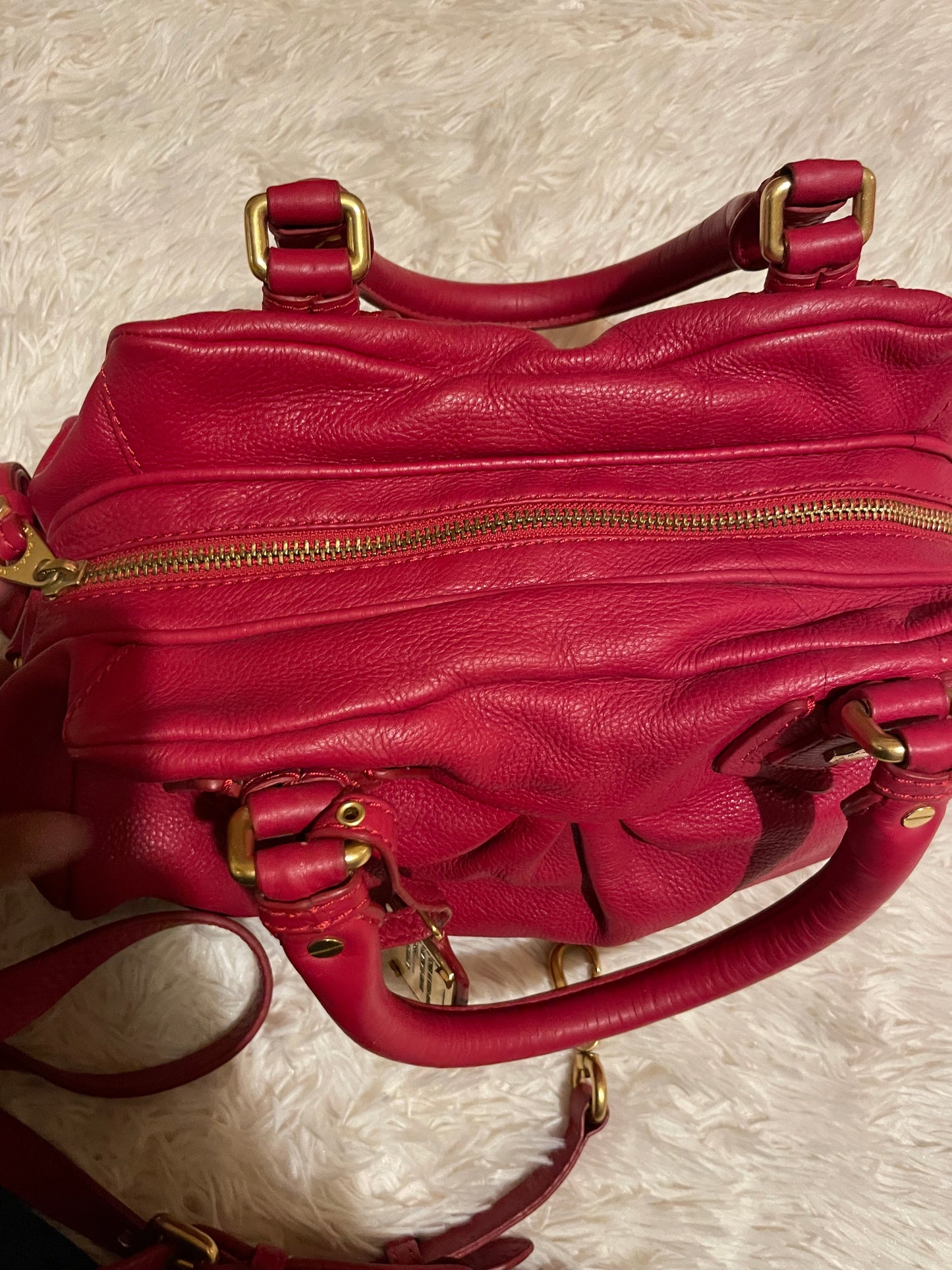 Marc by Marc Jacobs Classic Q Baby Aidan Satchel in Deep Red