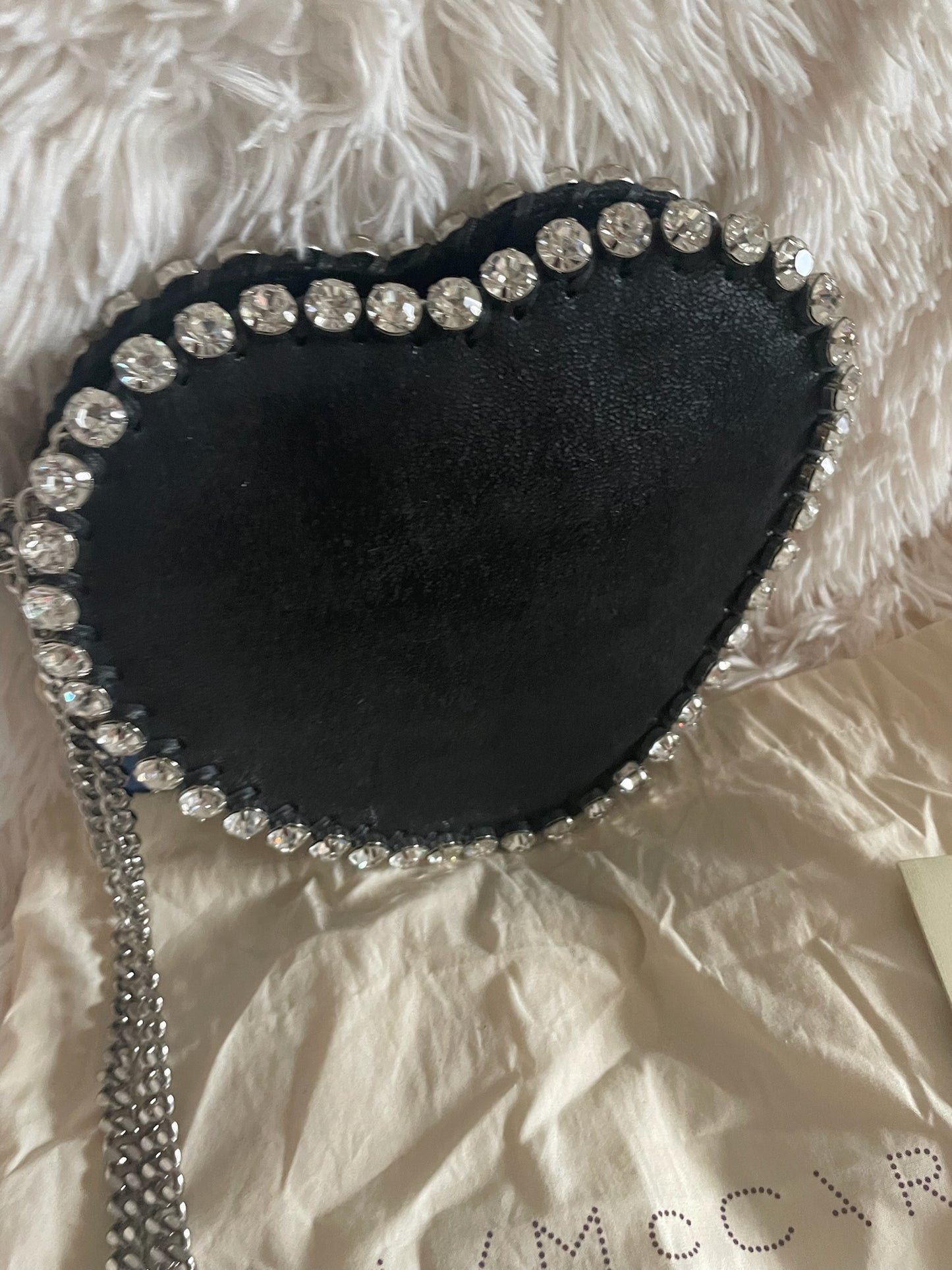Stella McCartney Heart Crystal Chain Bag – Black