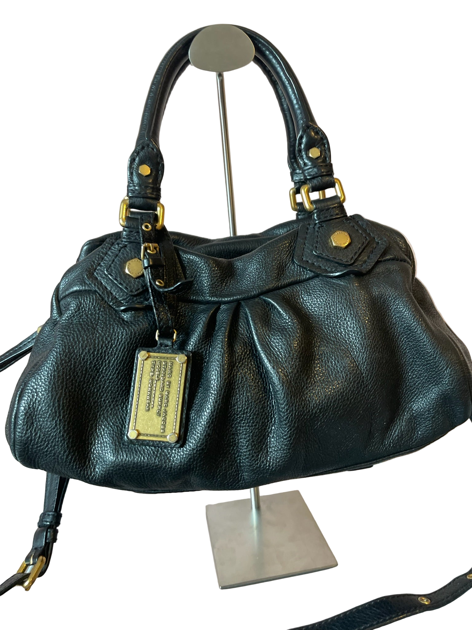 MARC BY MARC JACOBS Classic Q Baby Aidan Satchel – Black Leather