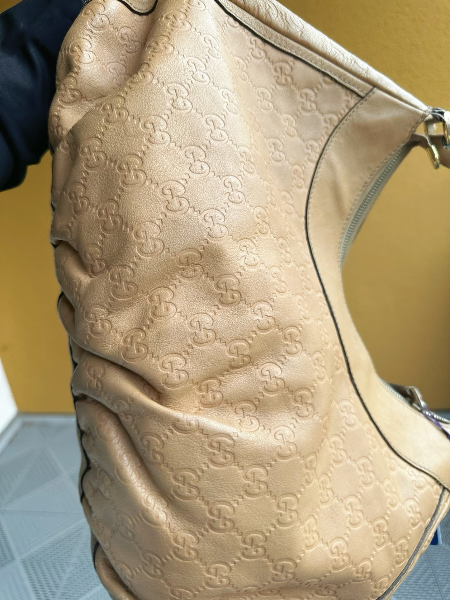 Gucci Jackie O GG Embossed Leather Hobo Bag – Beige