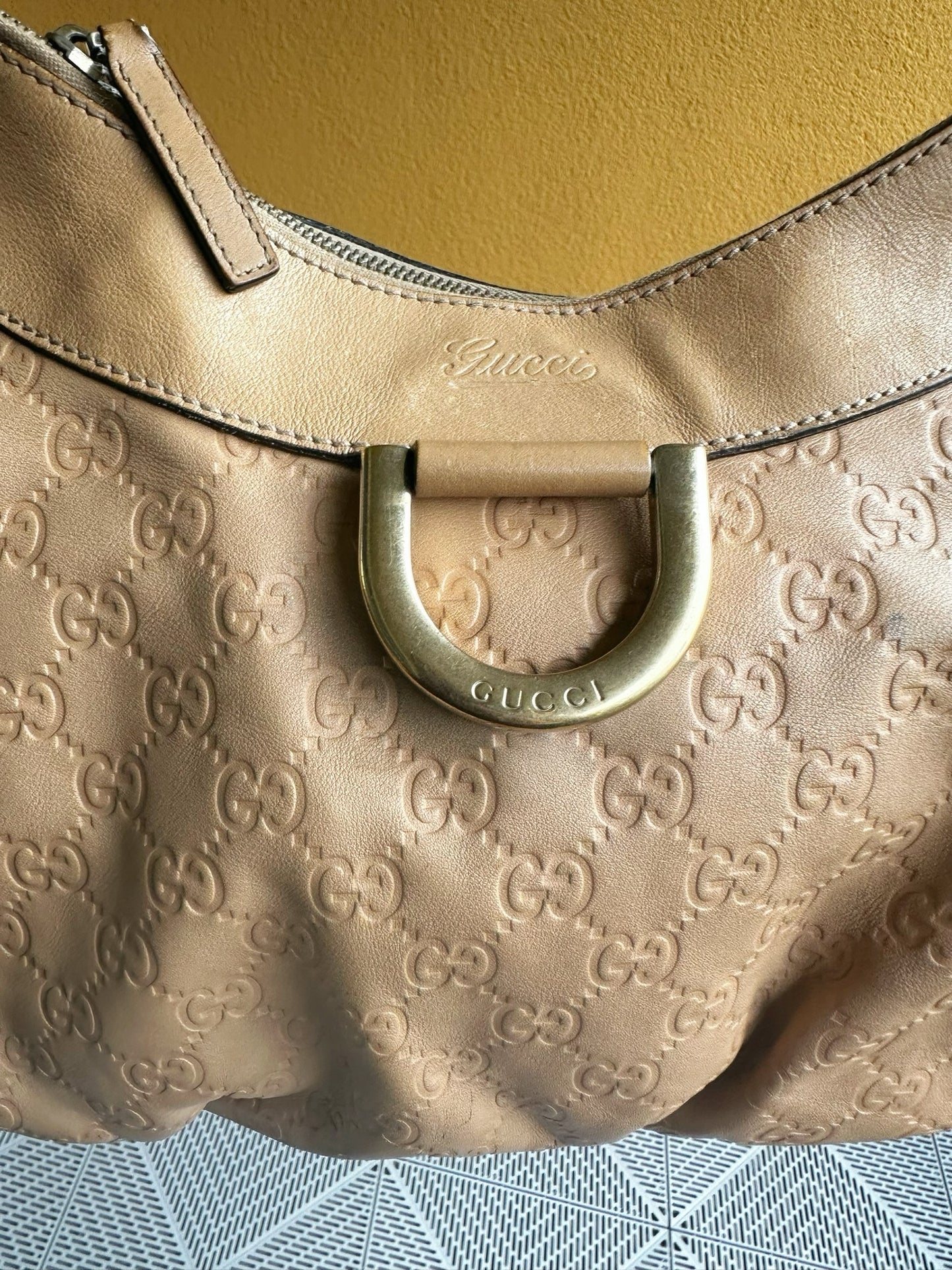 Gucci Jackie O GG Embossed Leather Hobo Bag – Beige