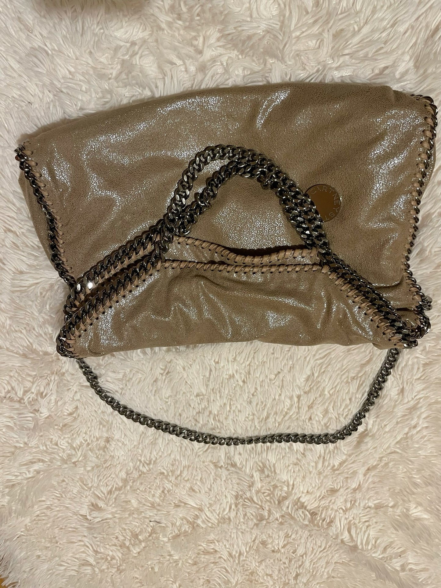 Stella McCartney Falabella Fold-Over Tote Bag – Shimmer Taupe