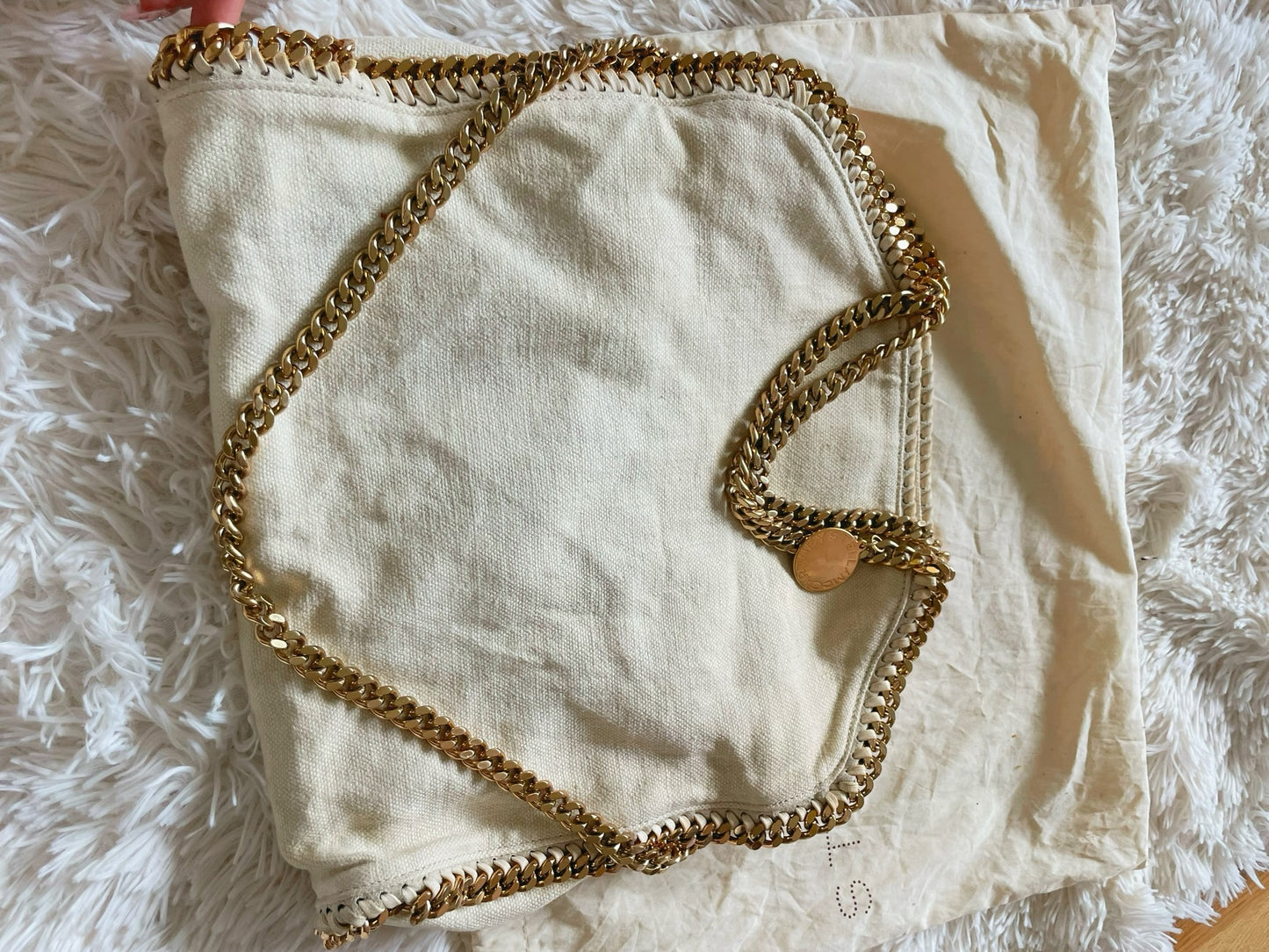 Stella McCartney Falabella Fold Over Tote – Canvas Gold Chain