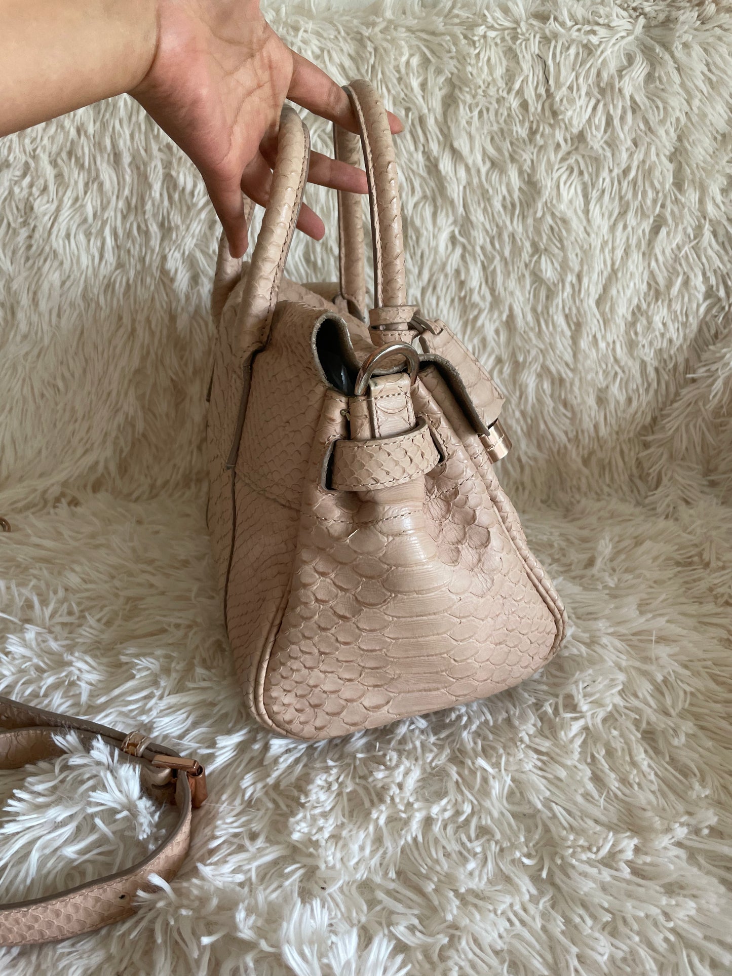 Mulberry Bayswater Limited Edition Tote Bag – Python Leather, Blush Pink