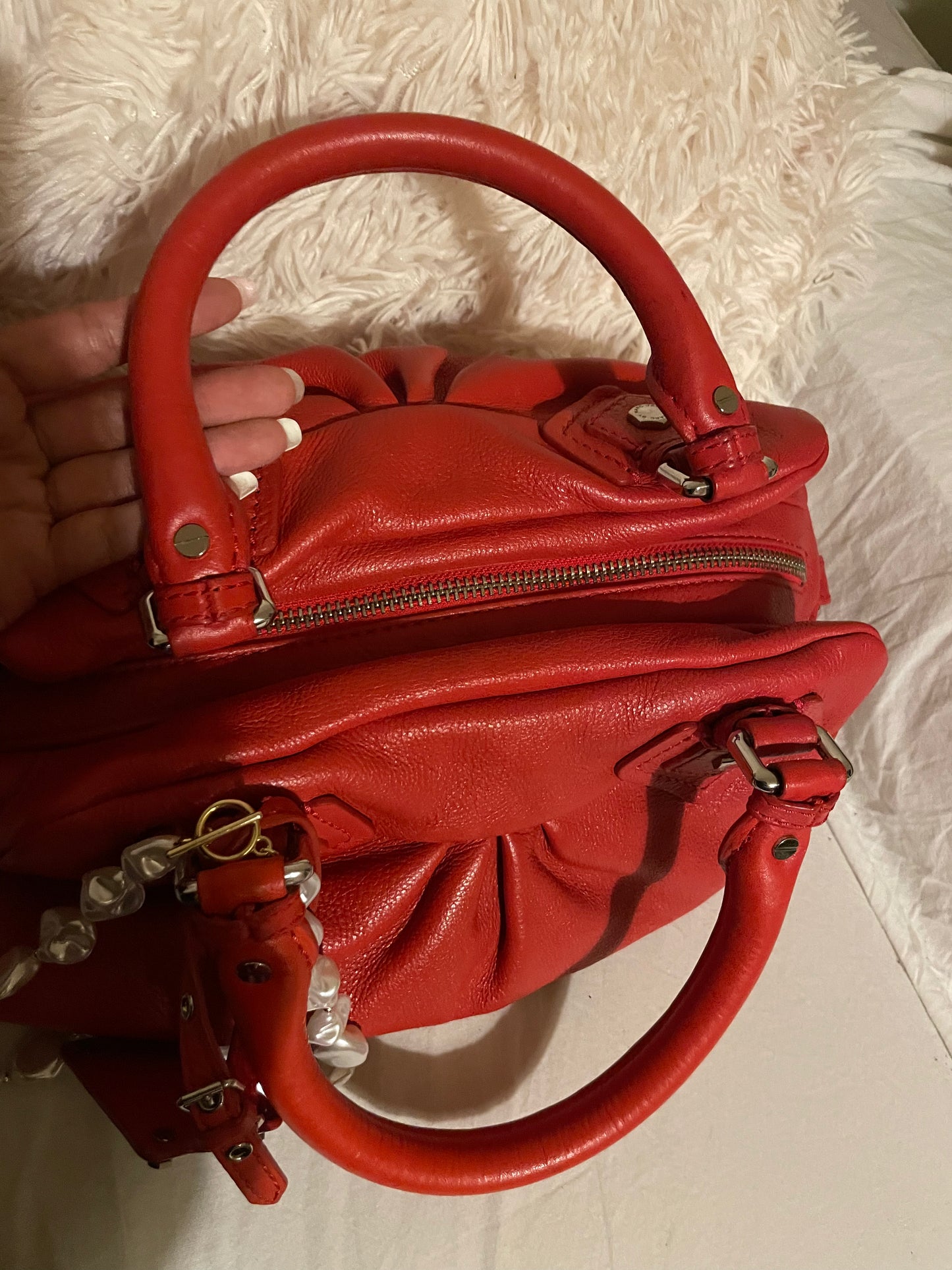 Marc by Marc Jacobs Classic Q Baby Aidan Satchel – Red Pebbled Leather