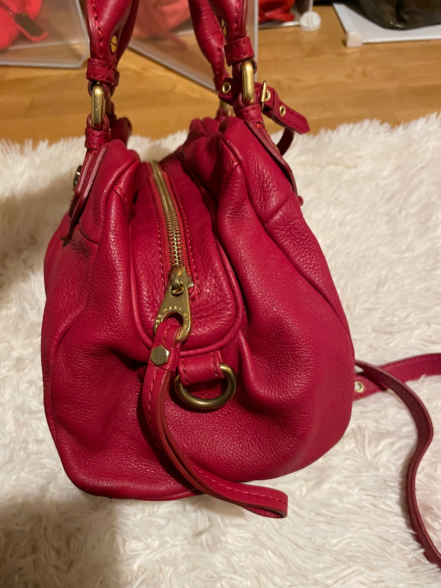 Marc by Marc Jacobs Classic Q Baby Aidan Satchel in Deep Red