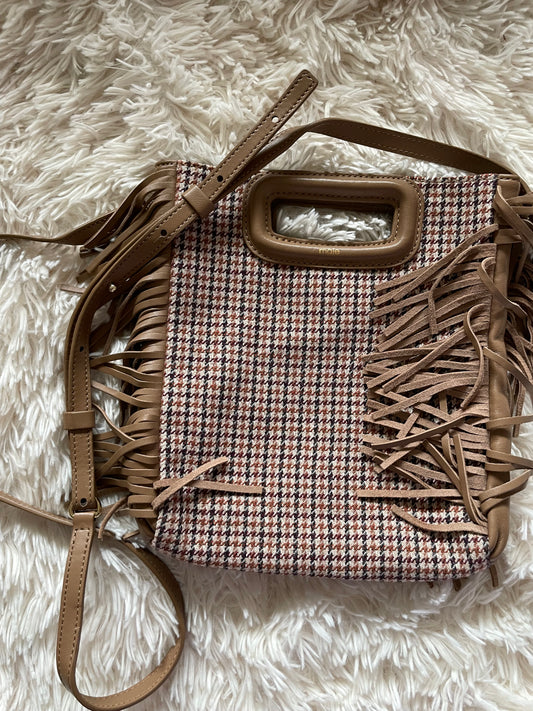 Maje Fringed Houndstooth Crossbody Bag (Small)