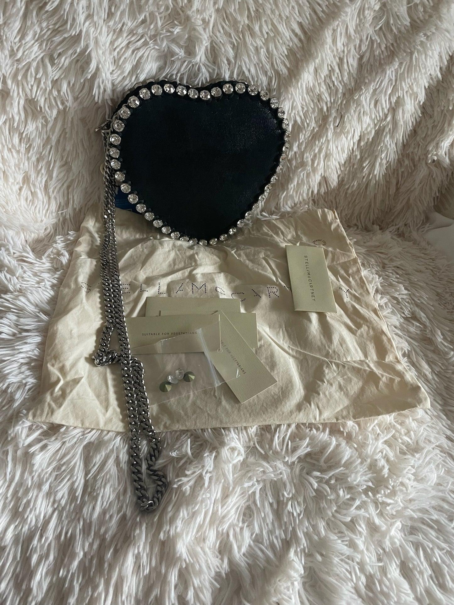 Stella McCartney Heart Crystal Chain Bag – Black