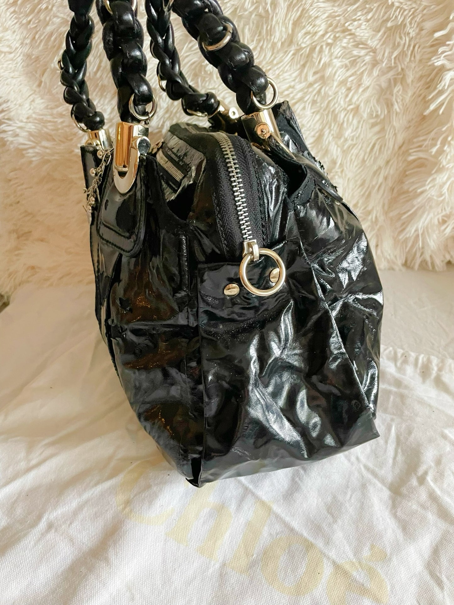 Chloé Patent Leather Satchel Bag – Black