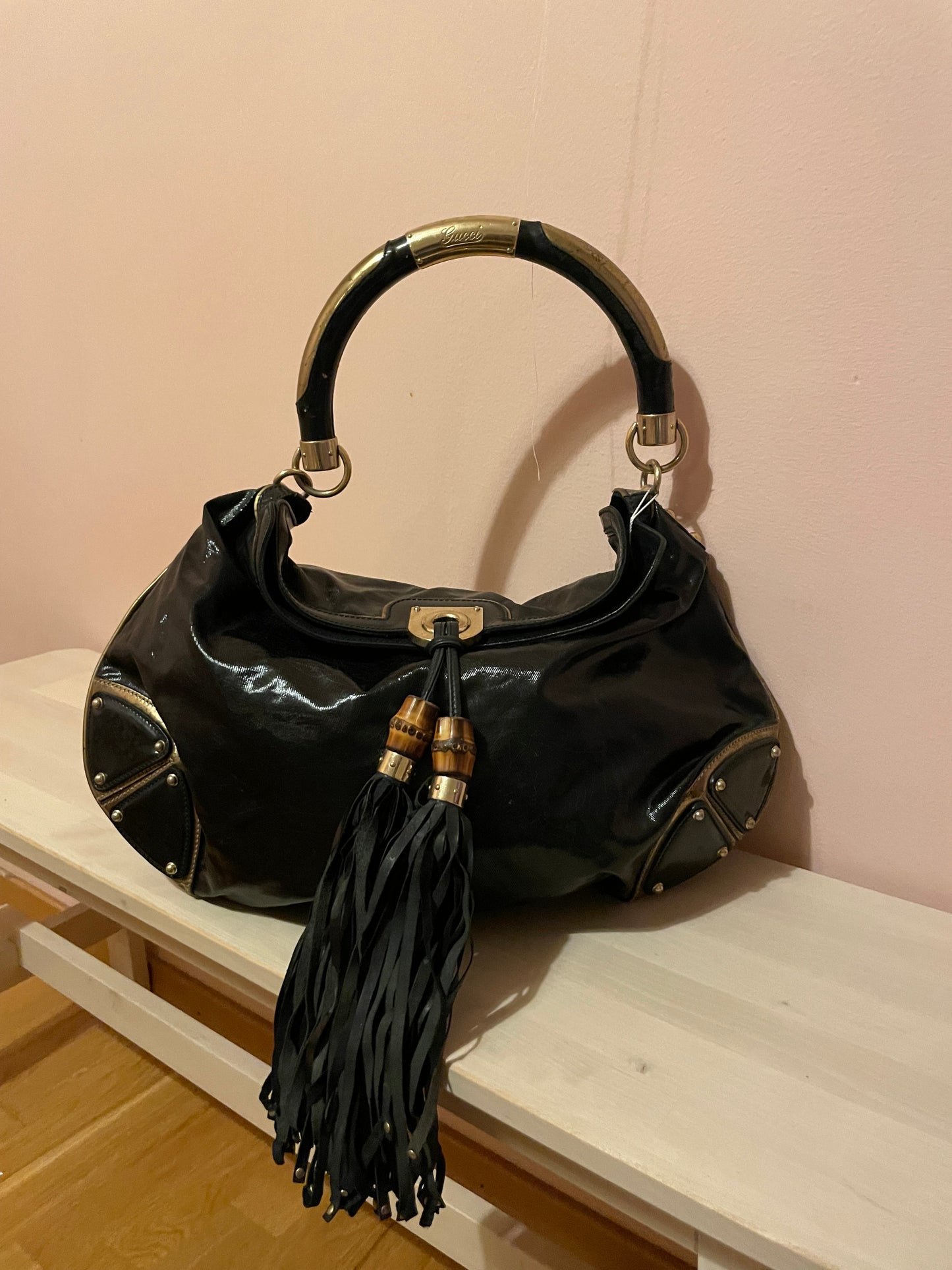 Gucci Indy Patent Ombre Leather Hobo Bag