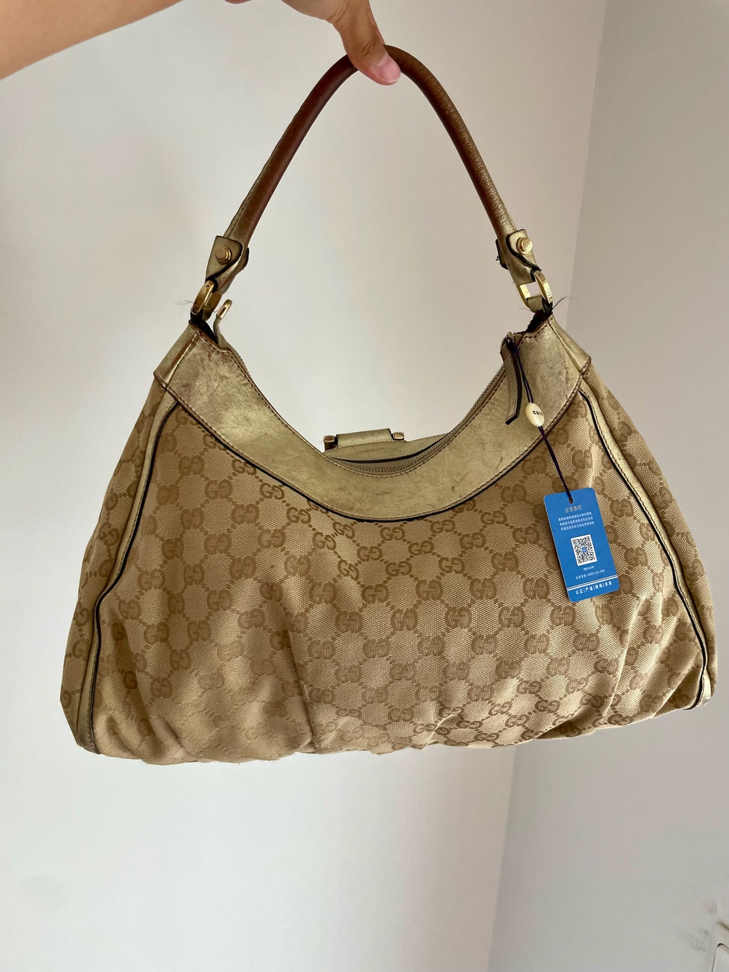 Gucci GG Canvas Hobo Bag – Gold Trim