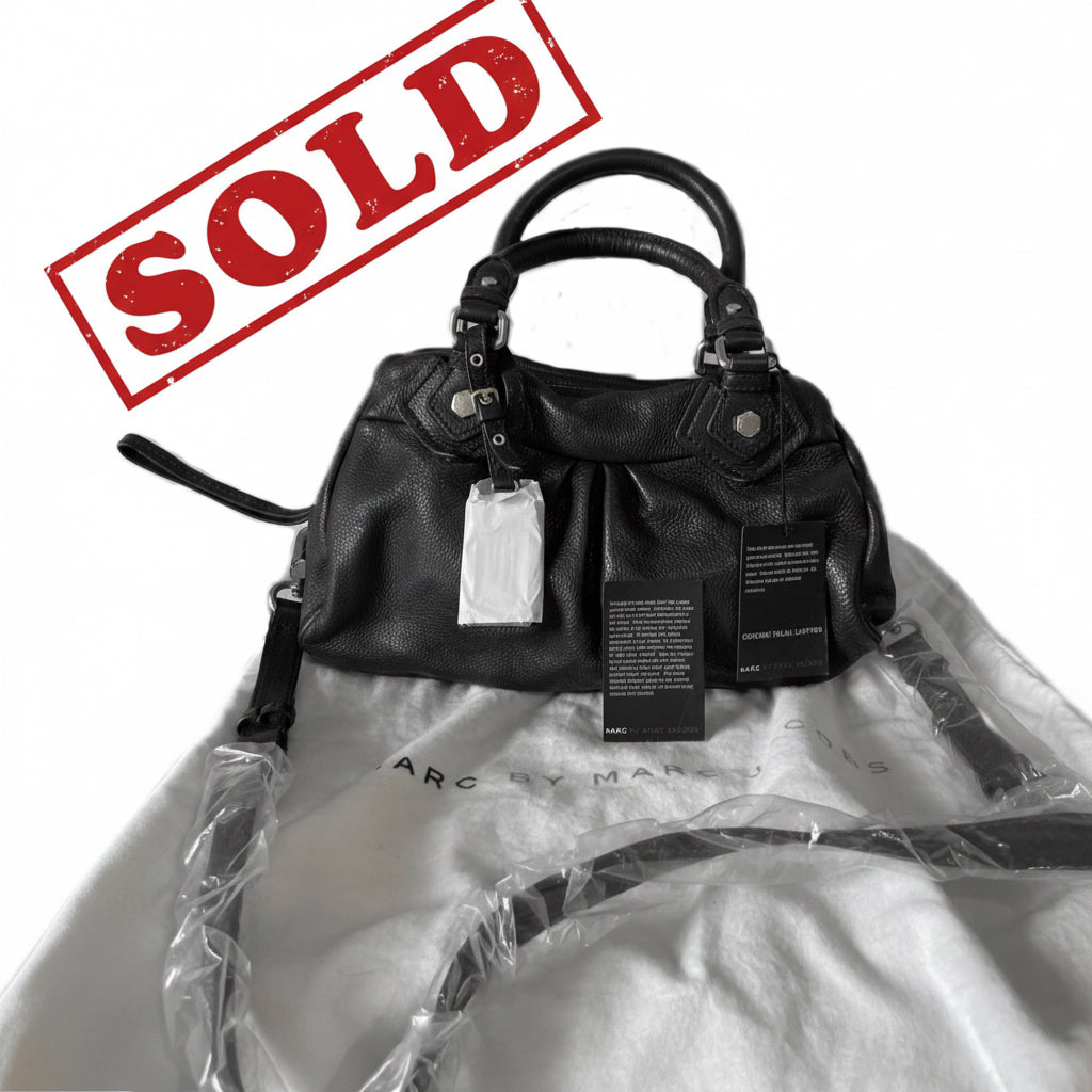 MARC BY MARC JACOBS Classic Q Baby Aidan Satchel – Black Leather