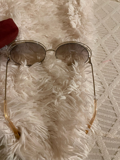 Chloé CE114SD Oversized Round Sunglasses – Gold Frame, Gradient Brown Lenses
