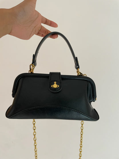 Vivienne Westwood Granny Frame Bag – Black Leather, Small