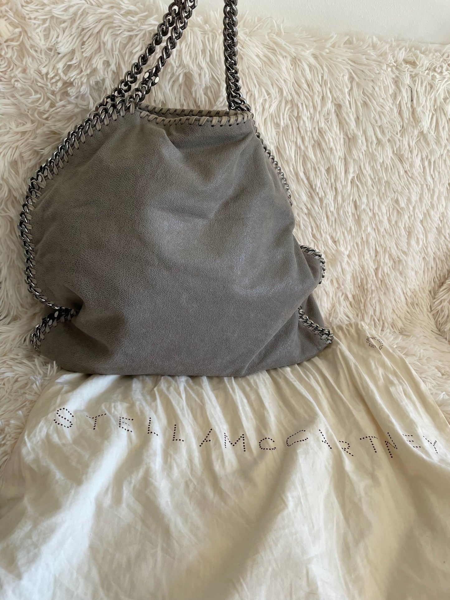 Stella McCartney Falabella Tote Bag – Shaggy Deer Faux Leather, Grey