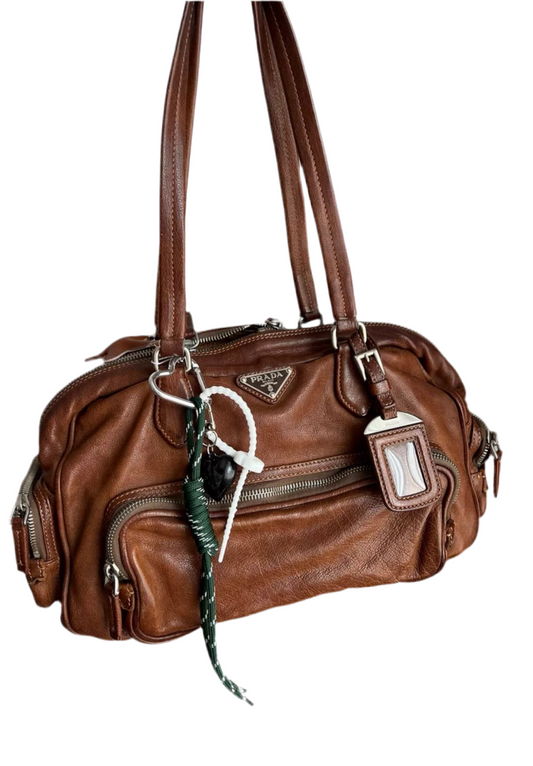 Prada Leather Satchel Bag – Brown