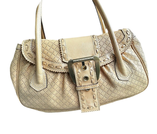Céline Vintage Boogie Bag Perforated Leather with Buckle – Beige