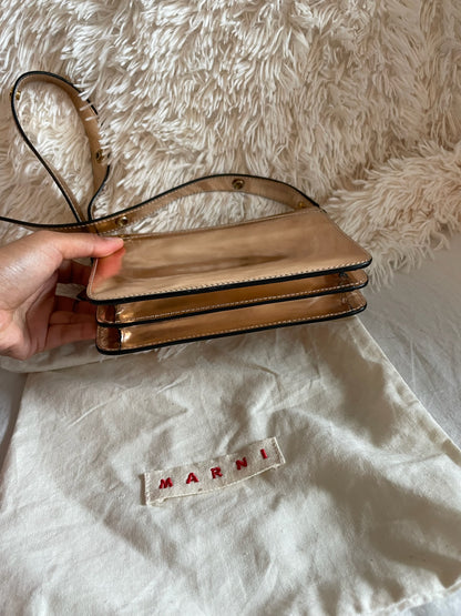 Marni Small Trunk Bag – Patent Leather, Beige