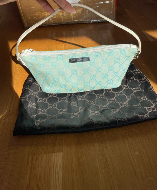 Gucci Jackie Mini Baguette Bag – GG Canvas, Aqua Blue
