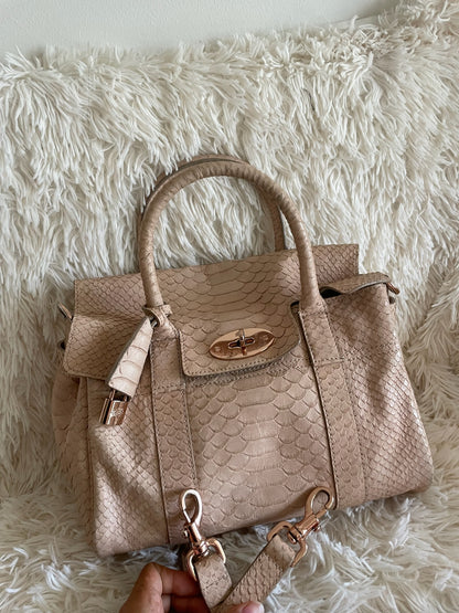 Mulberry Bayswater Limited Edition Tote Bag – Python Leather, Blush Pink