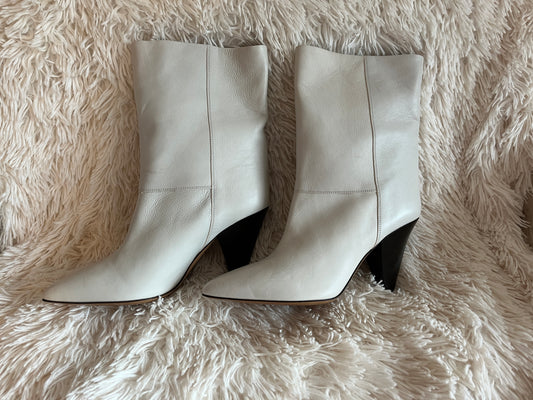 Isabel Marant Dewina Mid-Calf Boots – White Leather, Size 39
